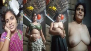 Salem local thevidiya aunty saree kayati mulai kaatugiraal